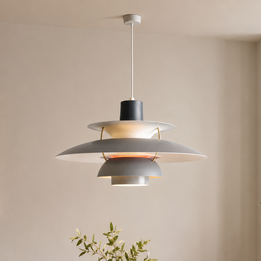 Grey and White Modern Minimalist Pendant Light