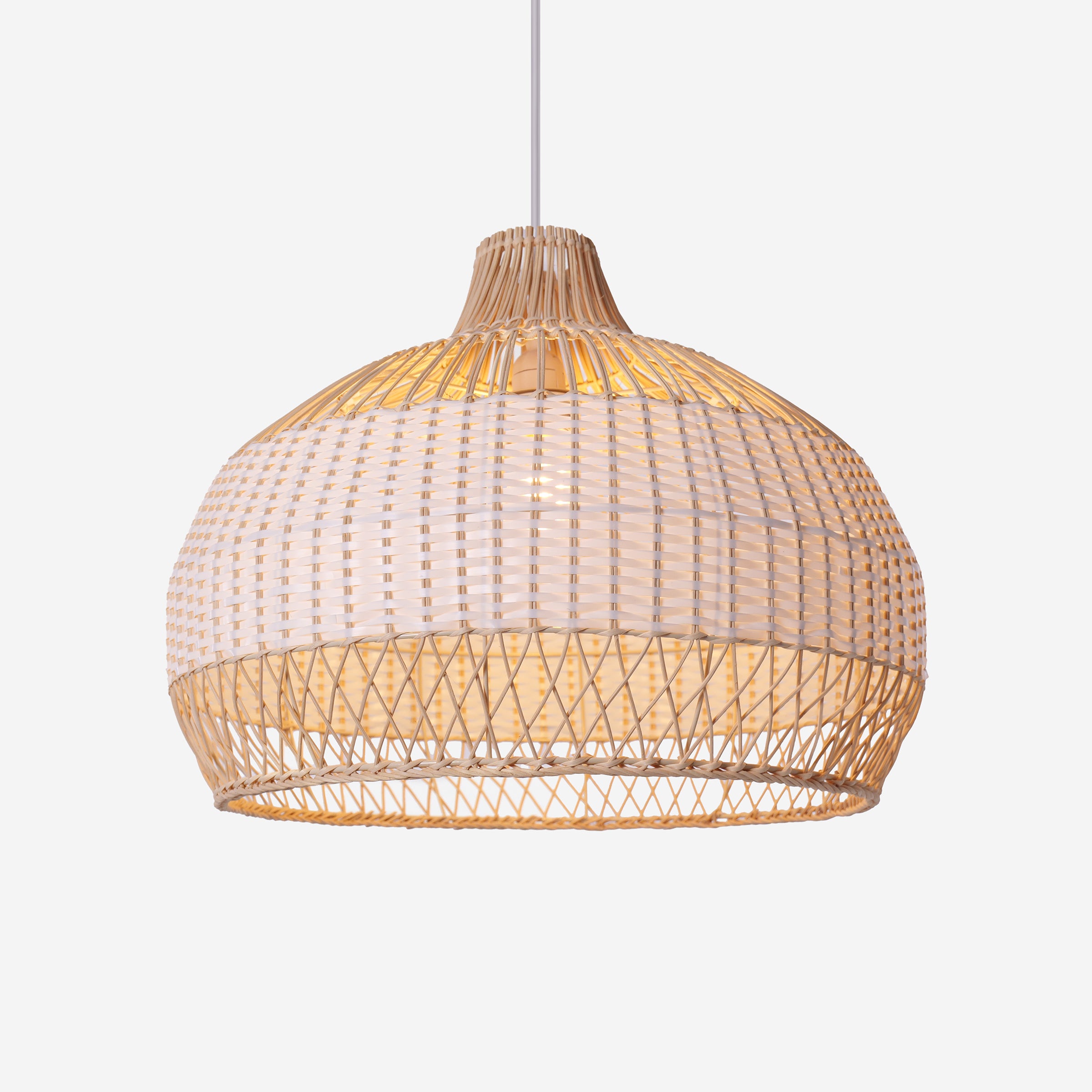 Half white handwoven rattan pendant light Style A - Lower Open Weave 首图
