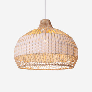 Half white handwoven rattan pendant light Style A - Lower Open Weave 首图