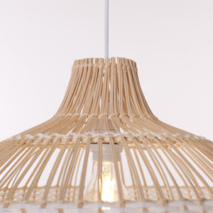 Half white handwoven rattan pendant light Style A - Lower Open Weave 细节7