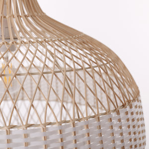 Half white handwoven rattan pendant light Style C - Upper Open Weave 细节3