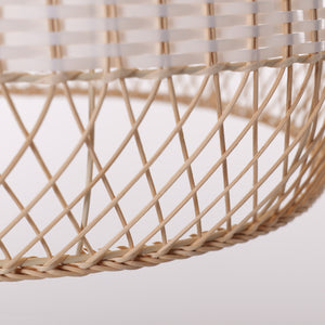 Half white handwoven rattan pendant light Style C - Upper Open Weave 细节7