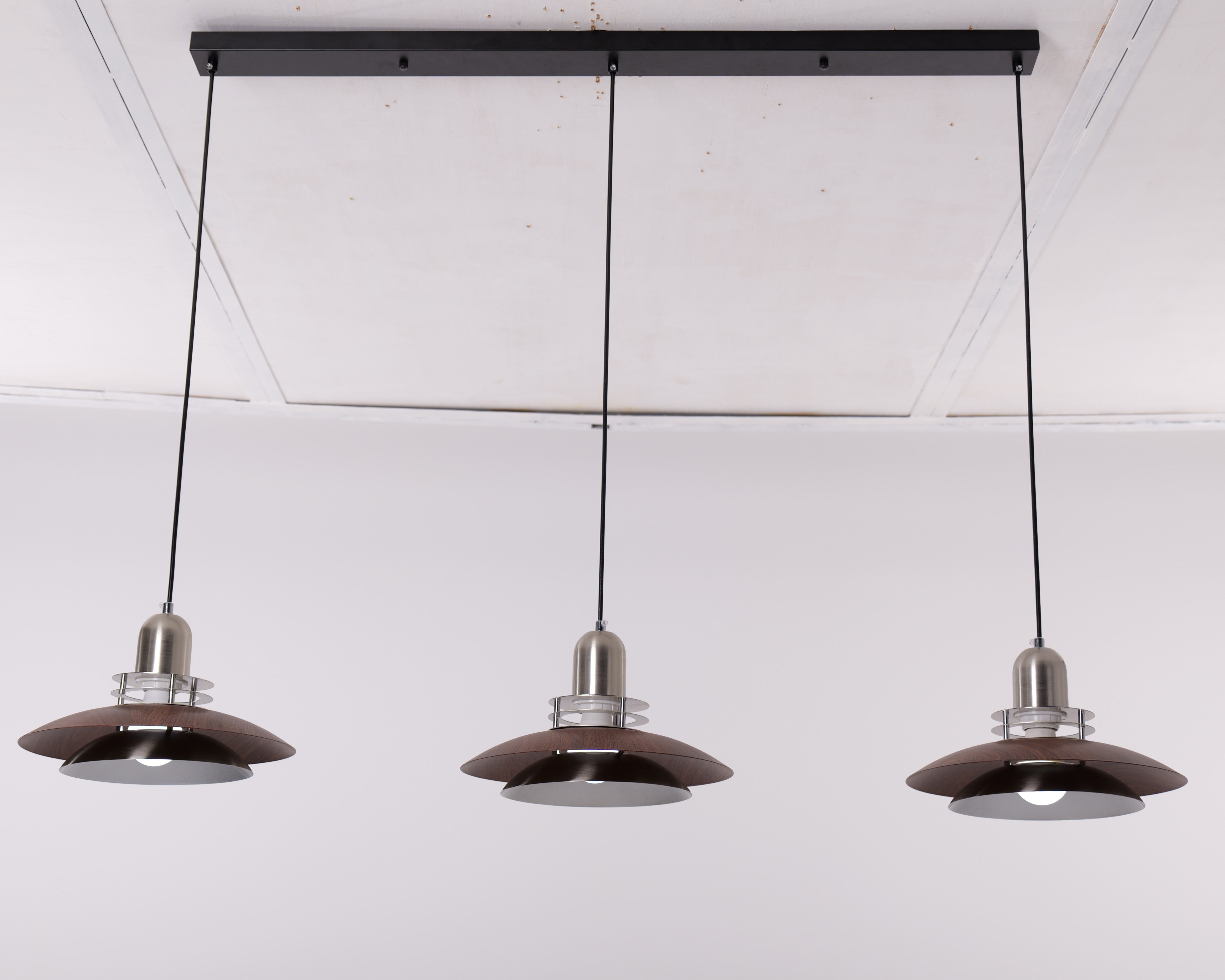 3-Light Walnut Iron Pendant Light - LI460288