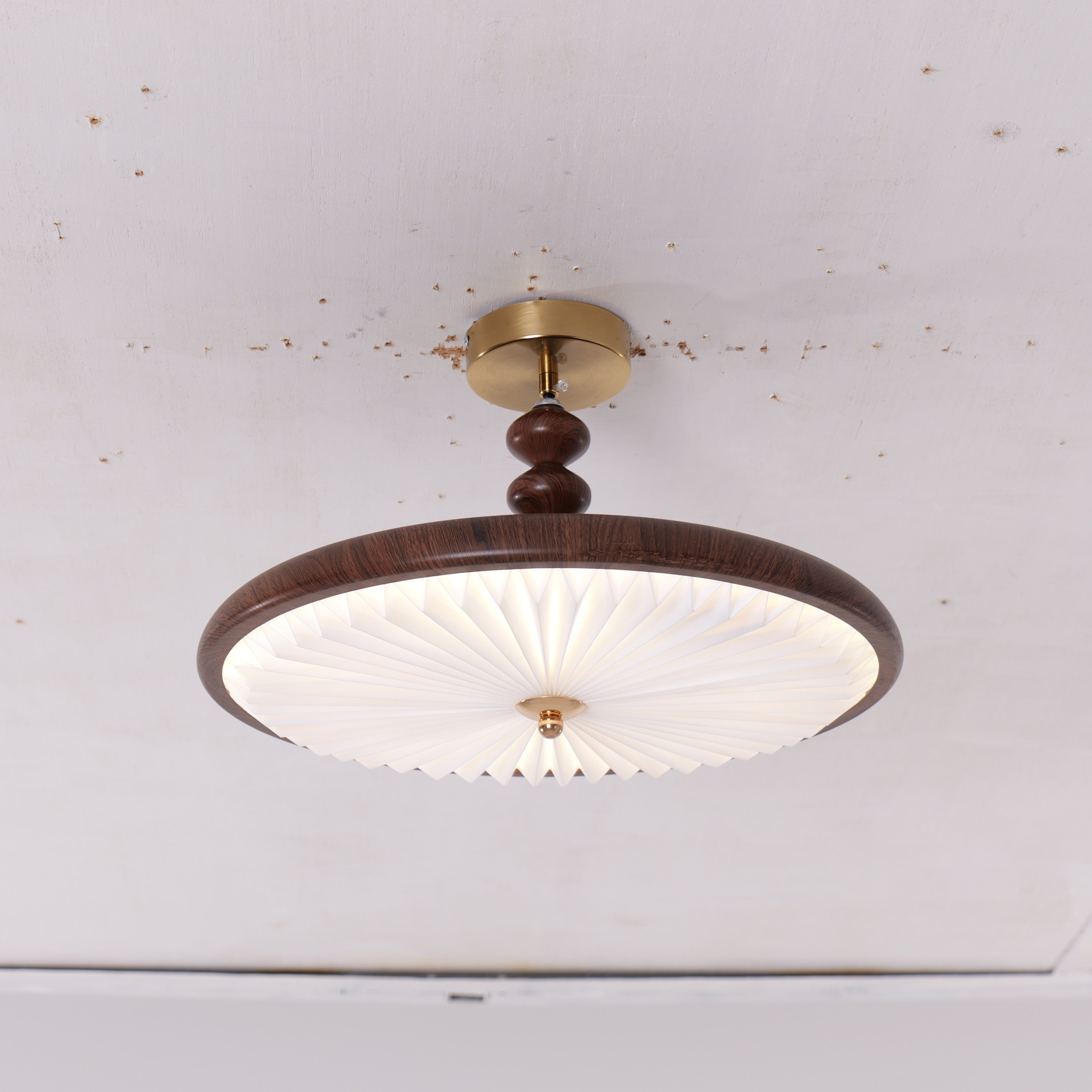 Walnut Pleated Ceiling Light - LI460302