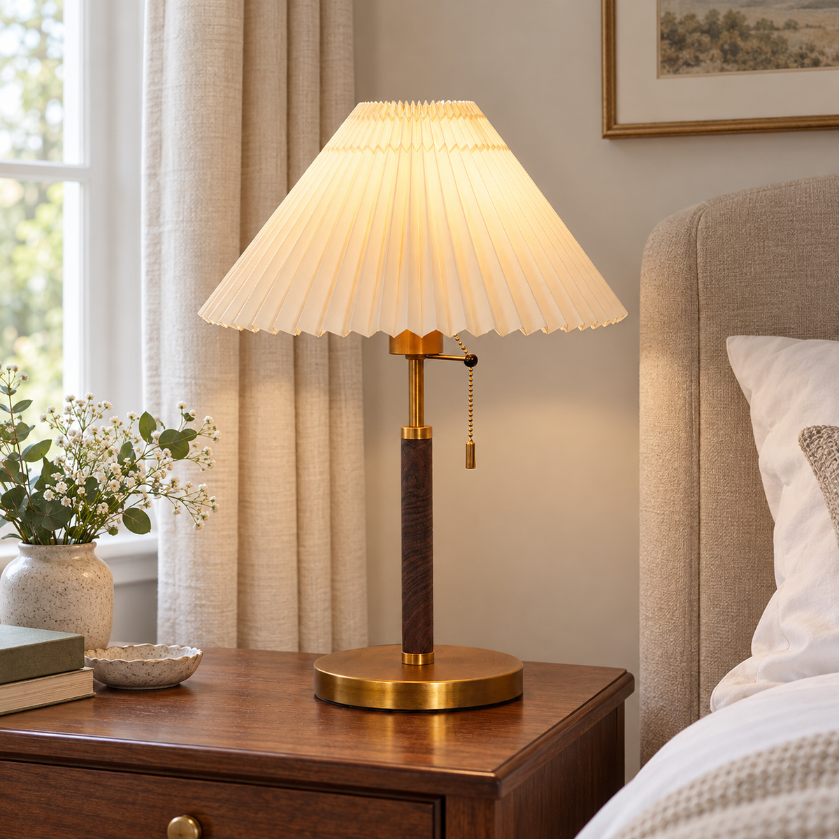 Vintage Pleated Shade Table Lamp