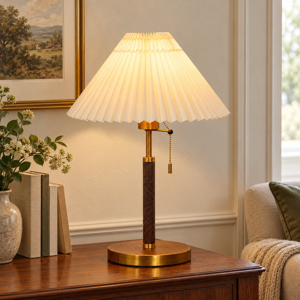 Vintage Pleated Shade Table Lamp