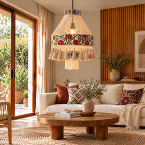 Bohemian Tassel Ceiling Light with Fringe, Detachable Design, Ethnic Style - LI460332 image 1