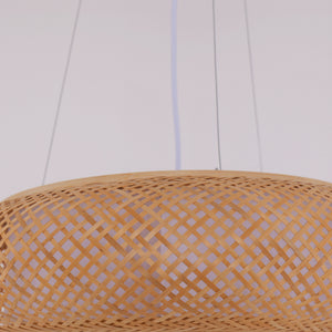 close-up of the bamboo rattan pendant shade weave