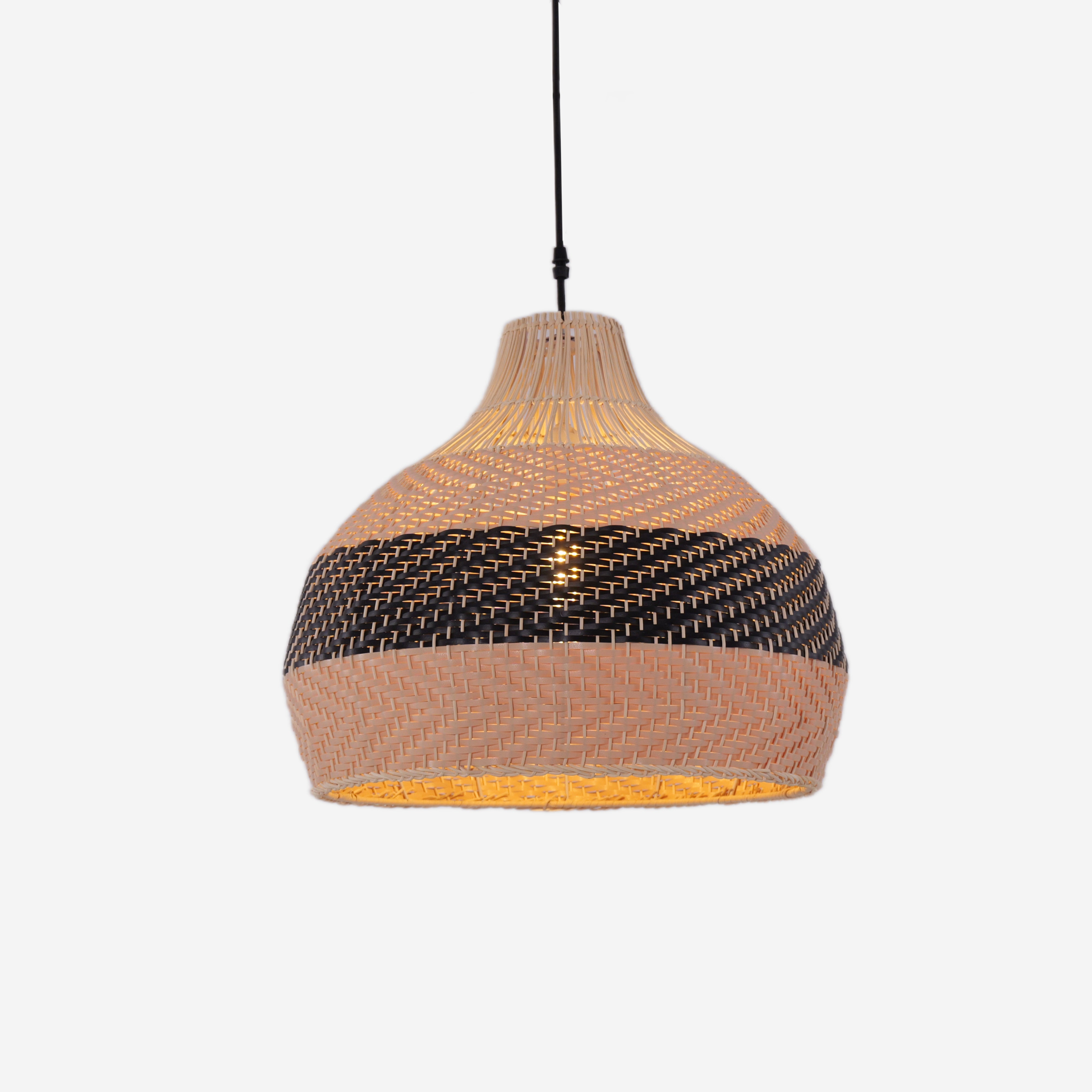 Elegant Dual-Tone Handwoven Natural Rattan Pendant Light