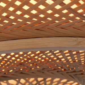 close-up of the rattan weave and warm light glow