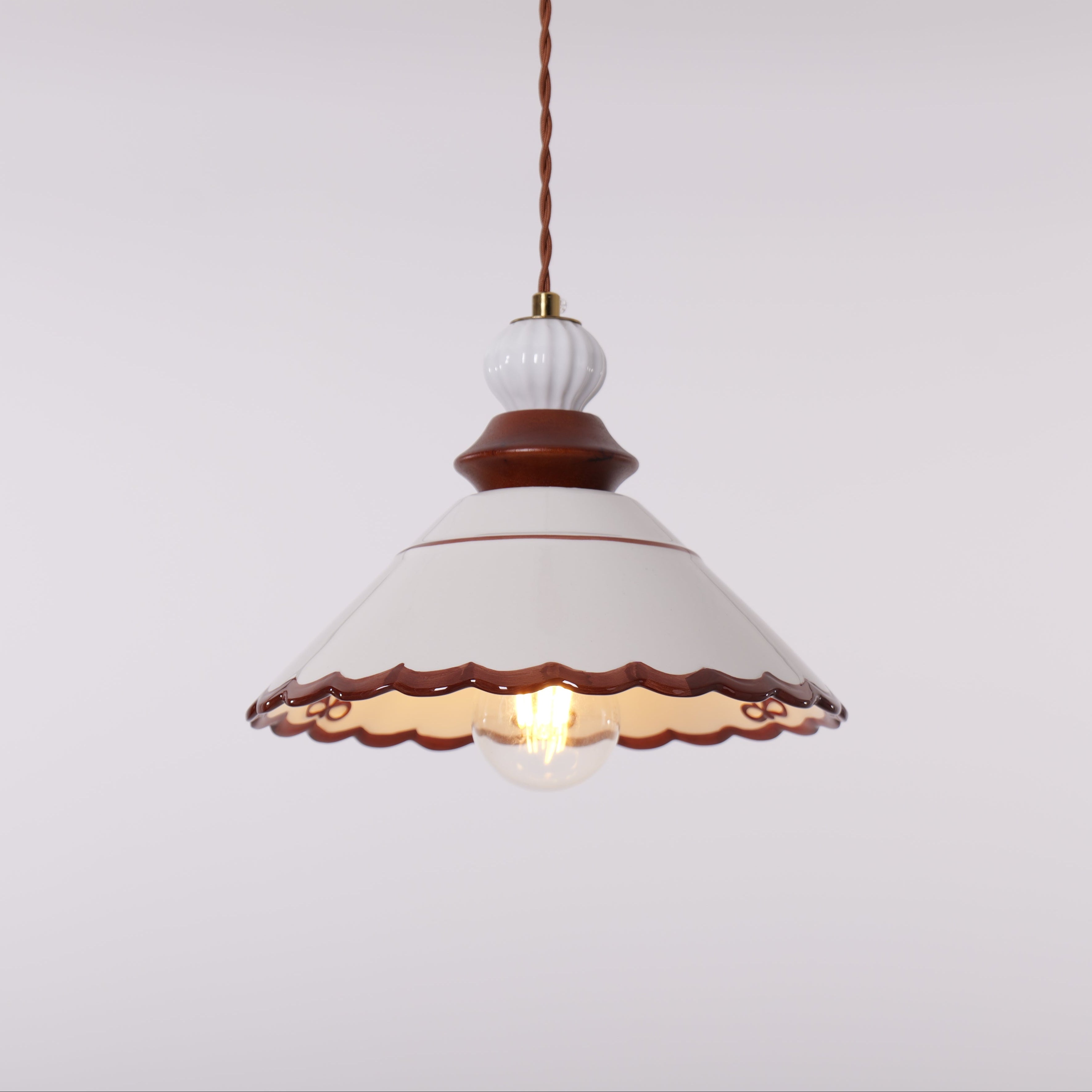Brown Ceramic Lace Pendant Light | E27 Decorative Ceiling Lamp