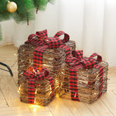 3-Piece Woven Rattan Christmas Gift Box Set 15/20/25cm
