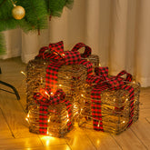 3-Piece Woven Rattan Christmas Gift Box Set 15/20/25cm