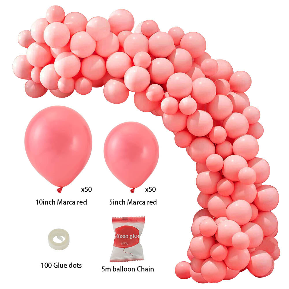 100pcs Wedding Macaron Monochrome Balloon Chain Set-Red