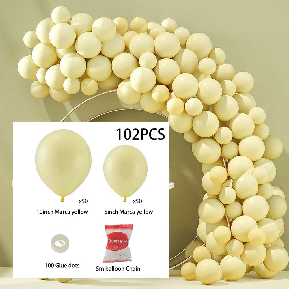 100pcs Wedding Macaron Monochrome Balloon Chain Set -Yellow Living and Home