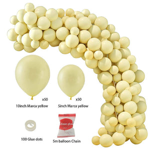 100pcs Wedding Macaron Monochrome Balloon Chain Set -Yellow Living and Home