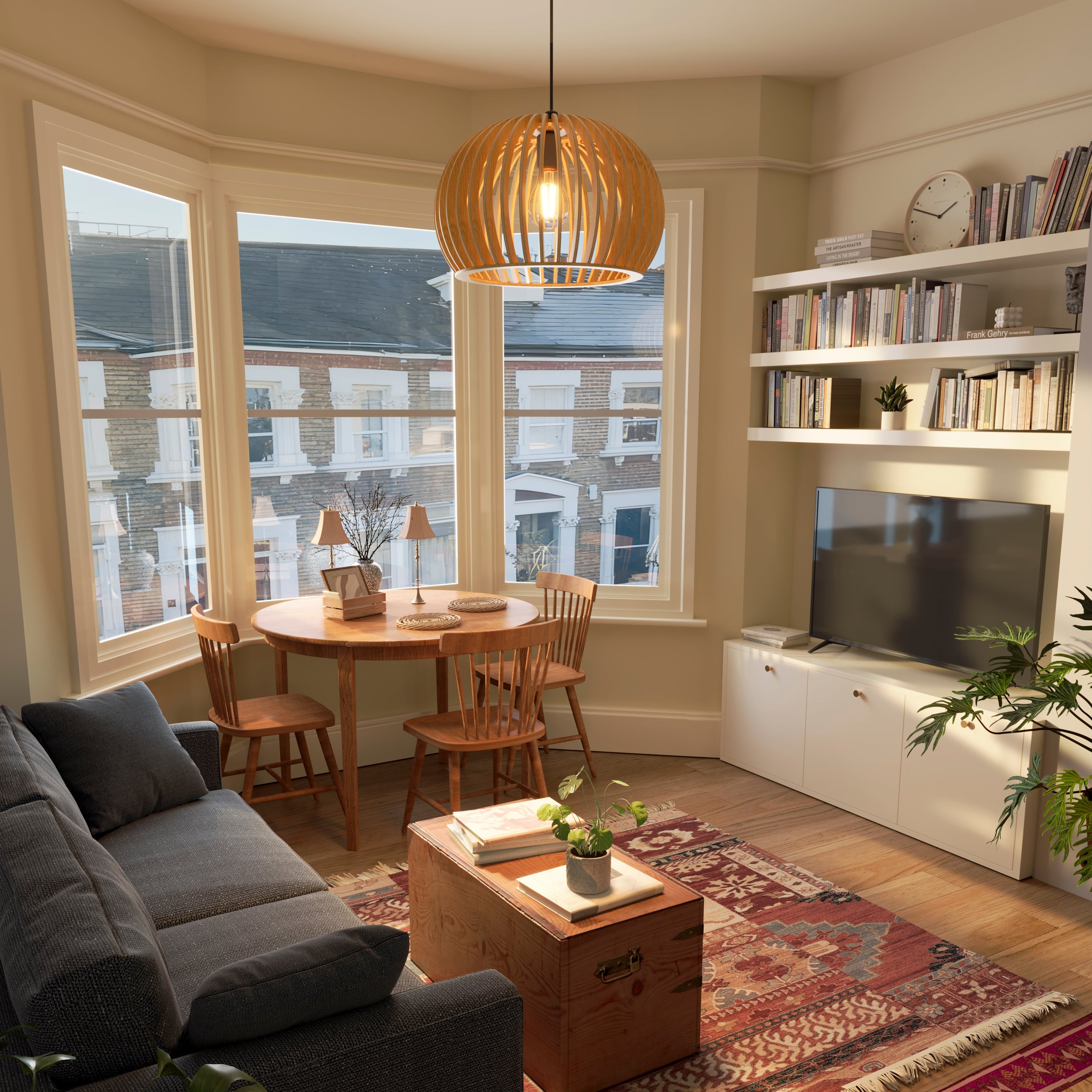 Shadome-Wooden Pendant Light Modern Rustic Hanging Lamp for Living Room Kitchen