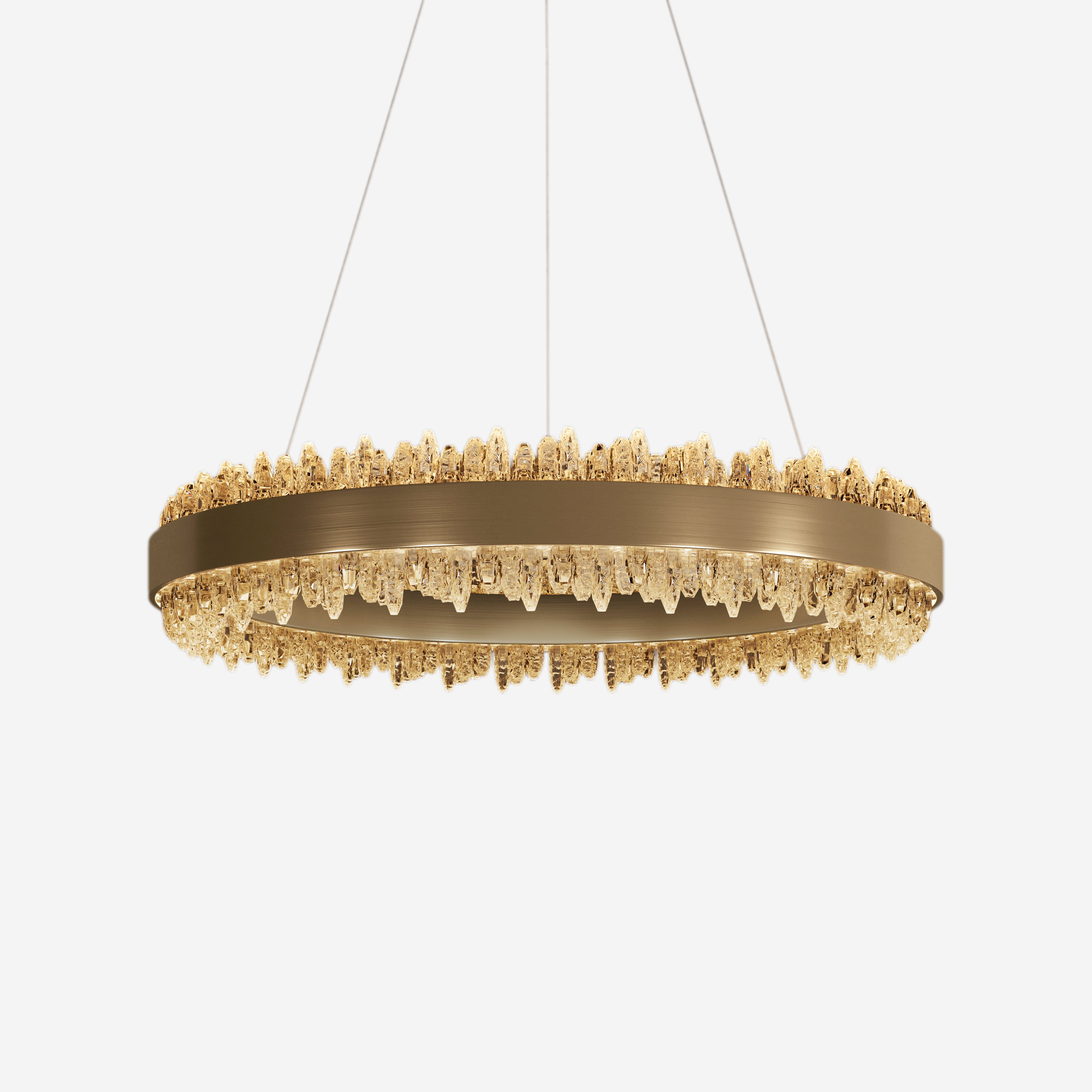 Stylish Gold LED Circular Pendant Light with Crystal Edges