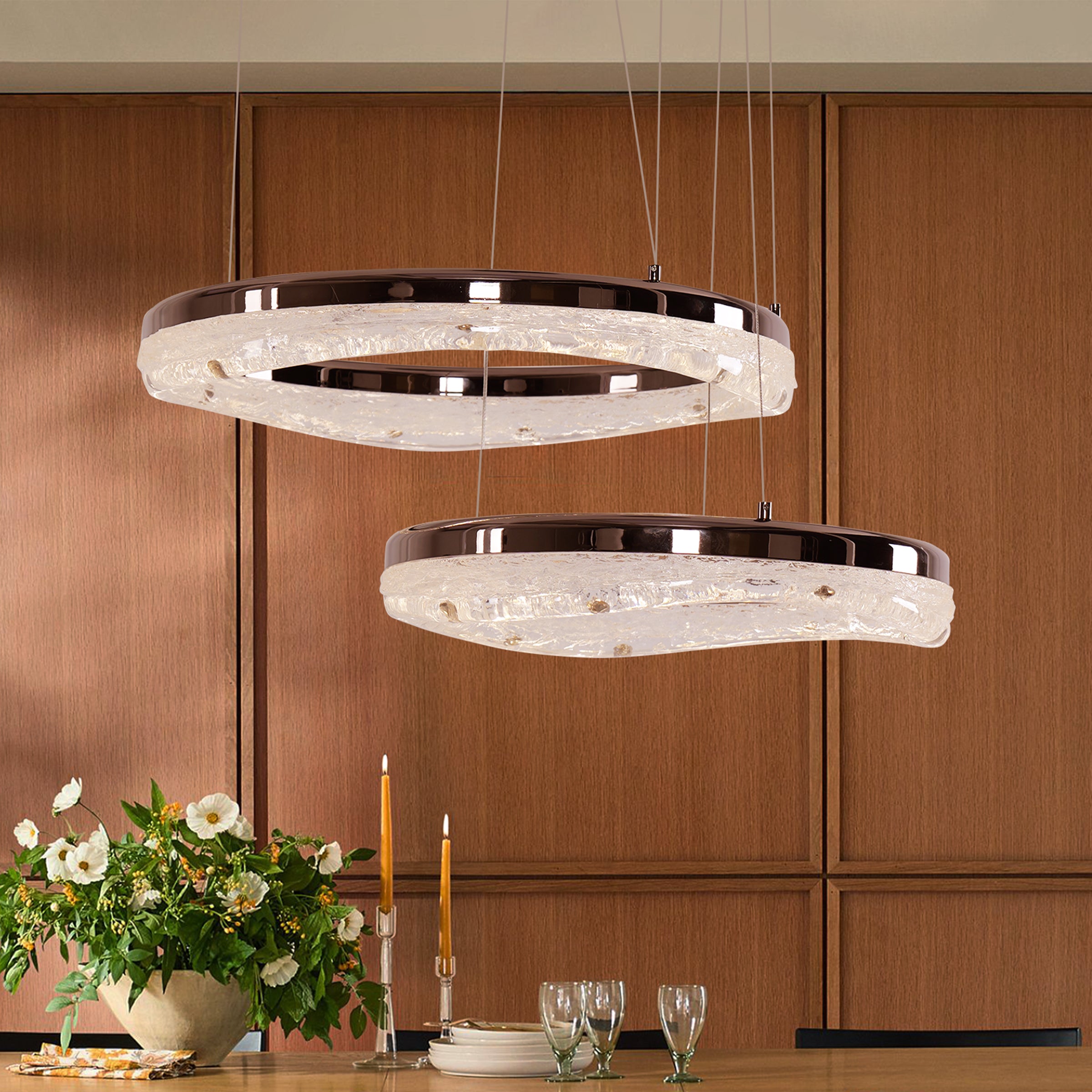 Pearl Black Wave LED Pendant Light in Aluminum Alloy