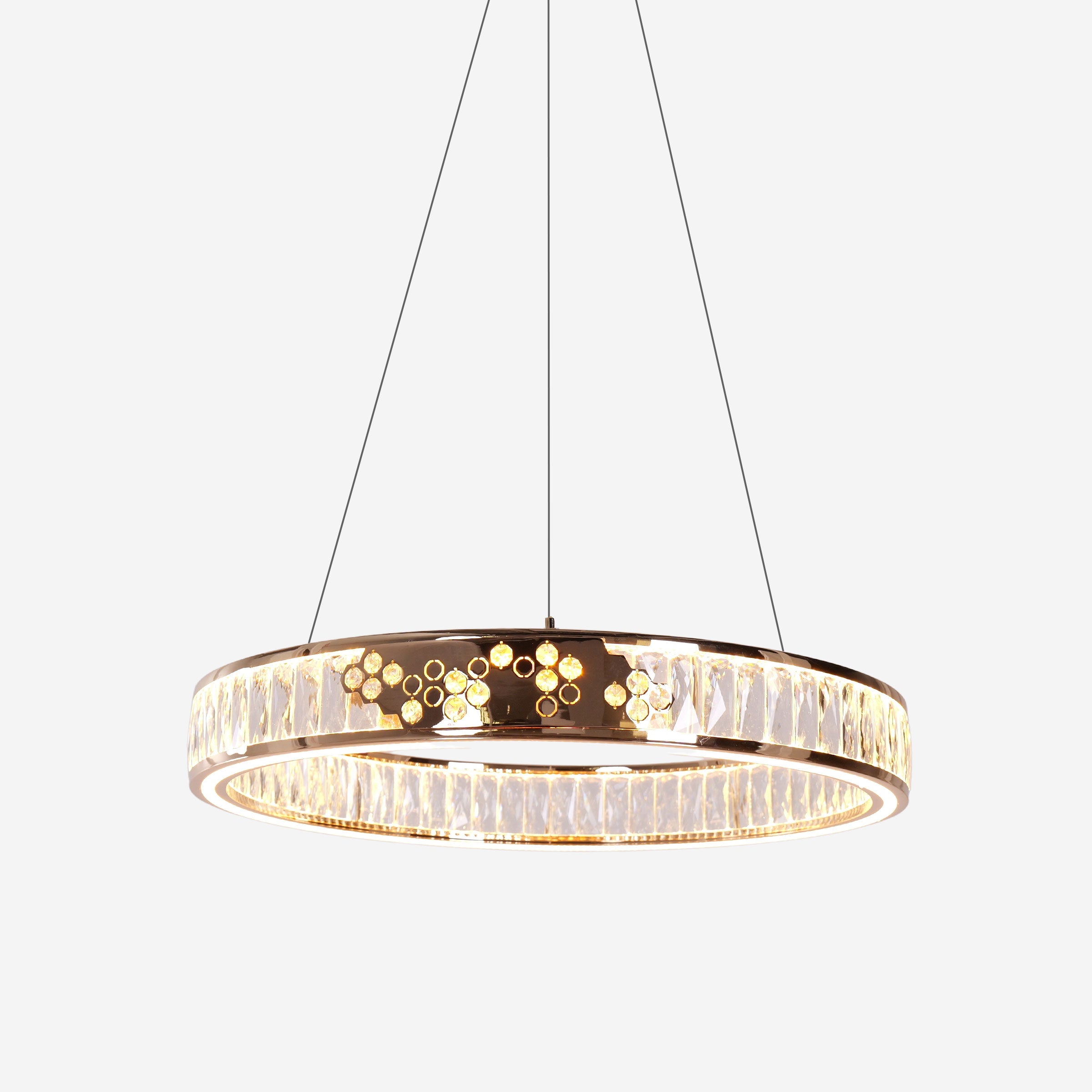 Luxurious Gold Crystal LED Halo Pendant Light