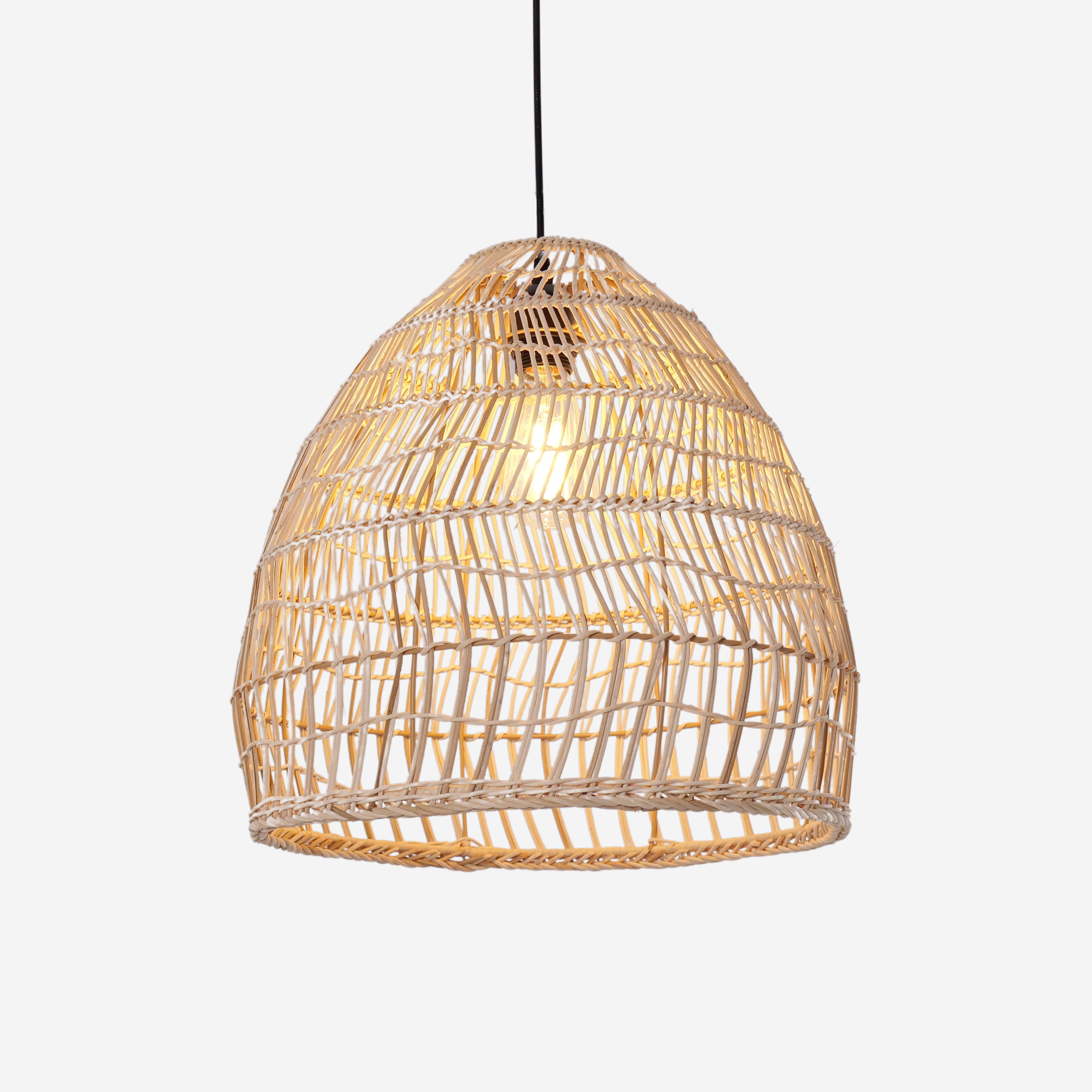 Rattan Pendant Light for Kitchen with Woven Dome Design for Rustic Interiors