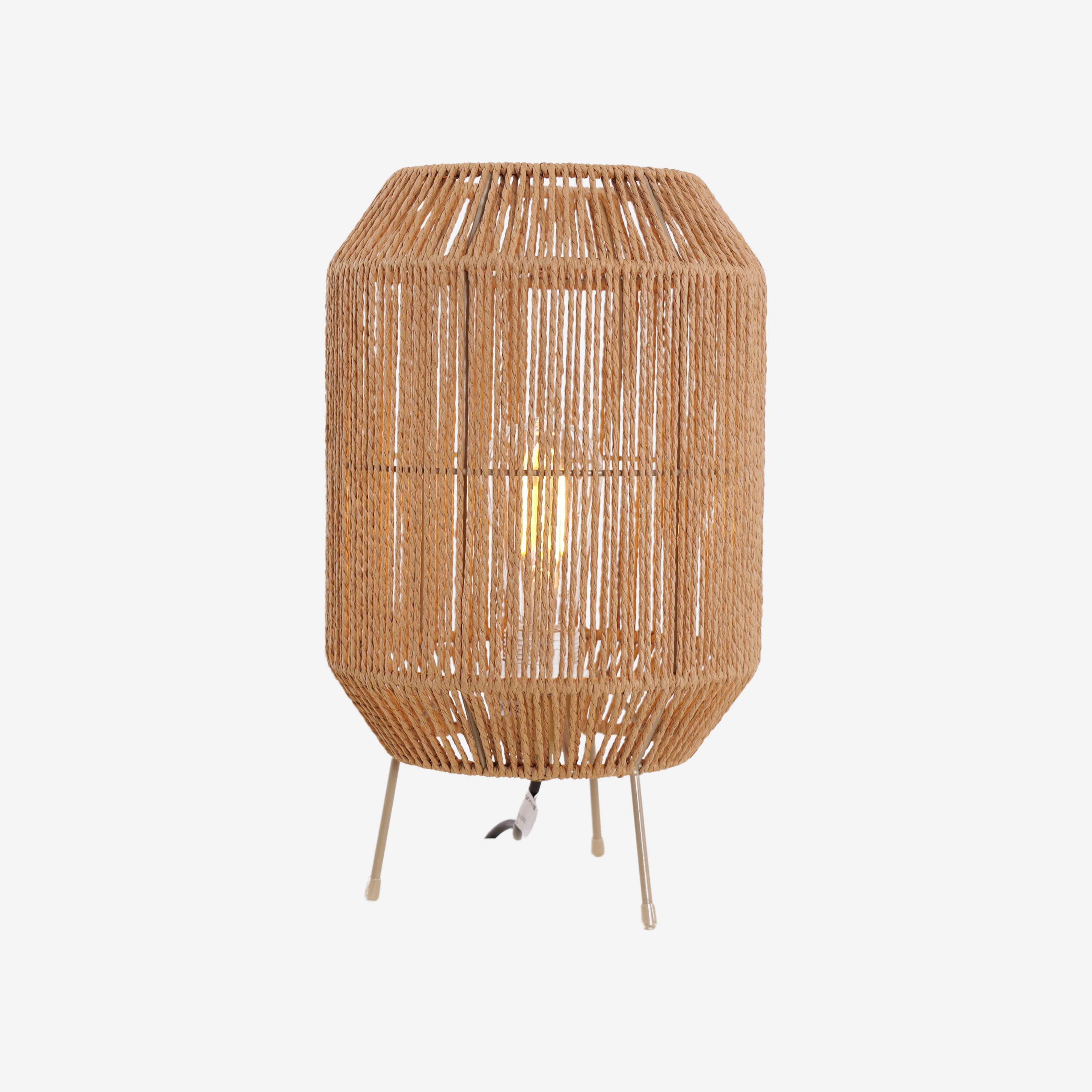 Handcrafted Paper Rope Table Lamp – Eco-Friendly Boho Lighting for Living Rooms, Bedrooms, and Cozy Spaces