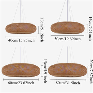 four-size bamboo rattan pendant light chart