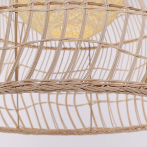 Rattan pendant light comparison with and without the yellow inner sphere