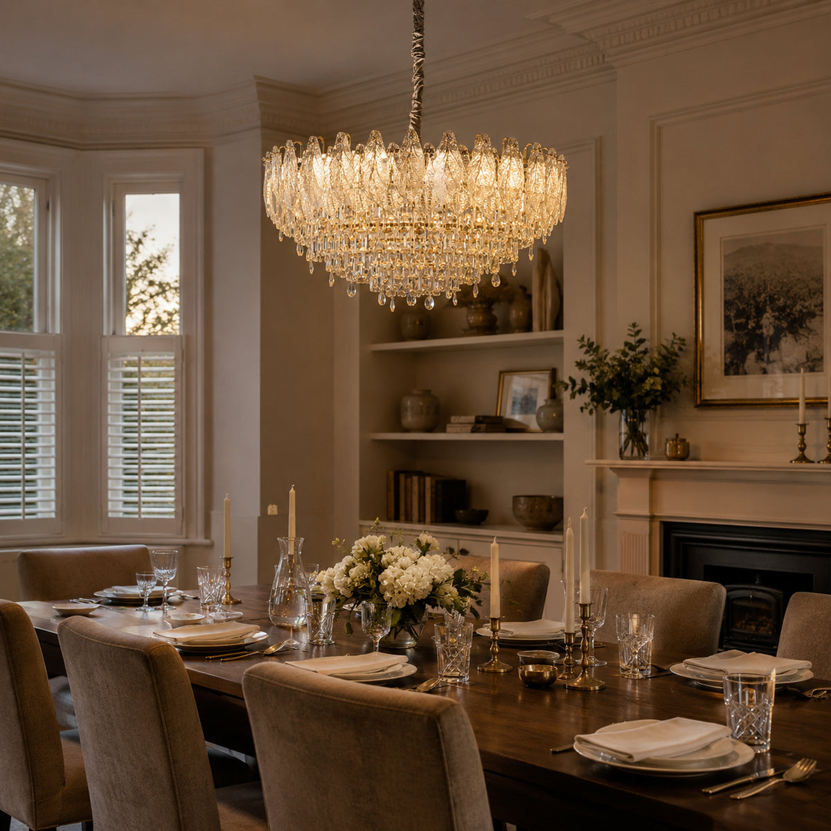 Arvia-Champagne Gold Crystal Modern Chandelier Lights for Living Room