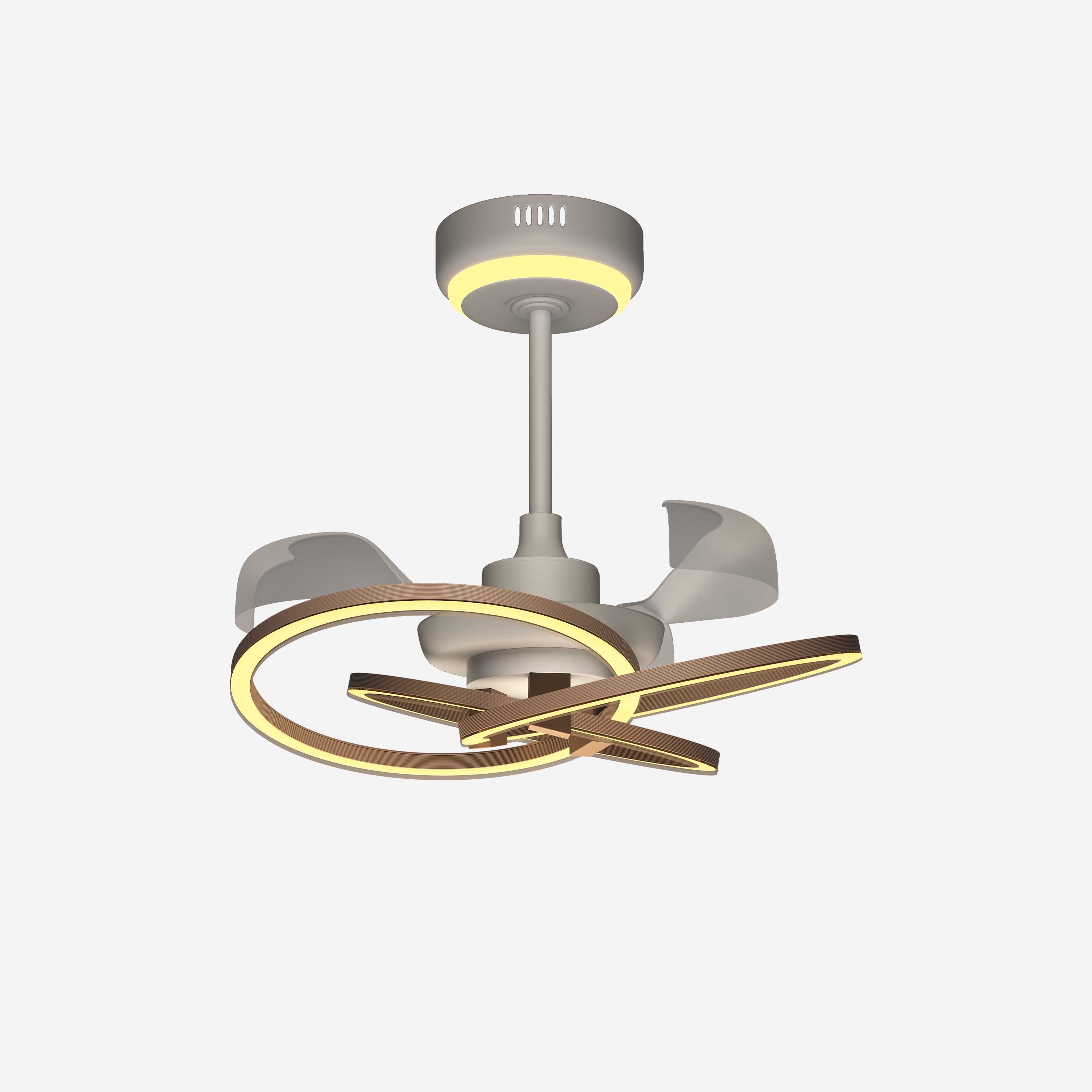 Quiet Copper Ceiling Fan Light with Remote Timer Control and Six-Speed Settings