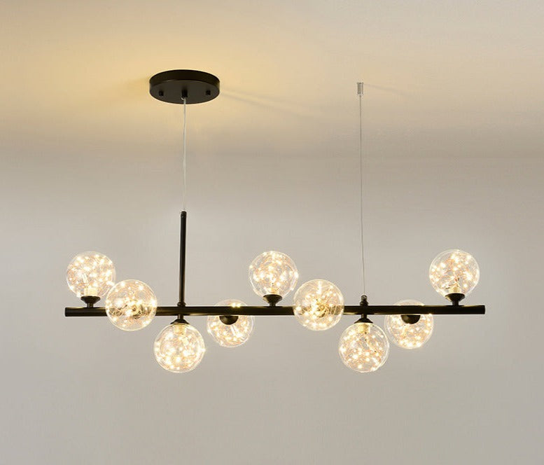 Starry Sky Black Metal Chandelier – 9-Light LED Pendant