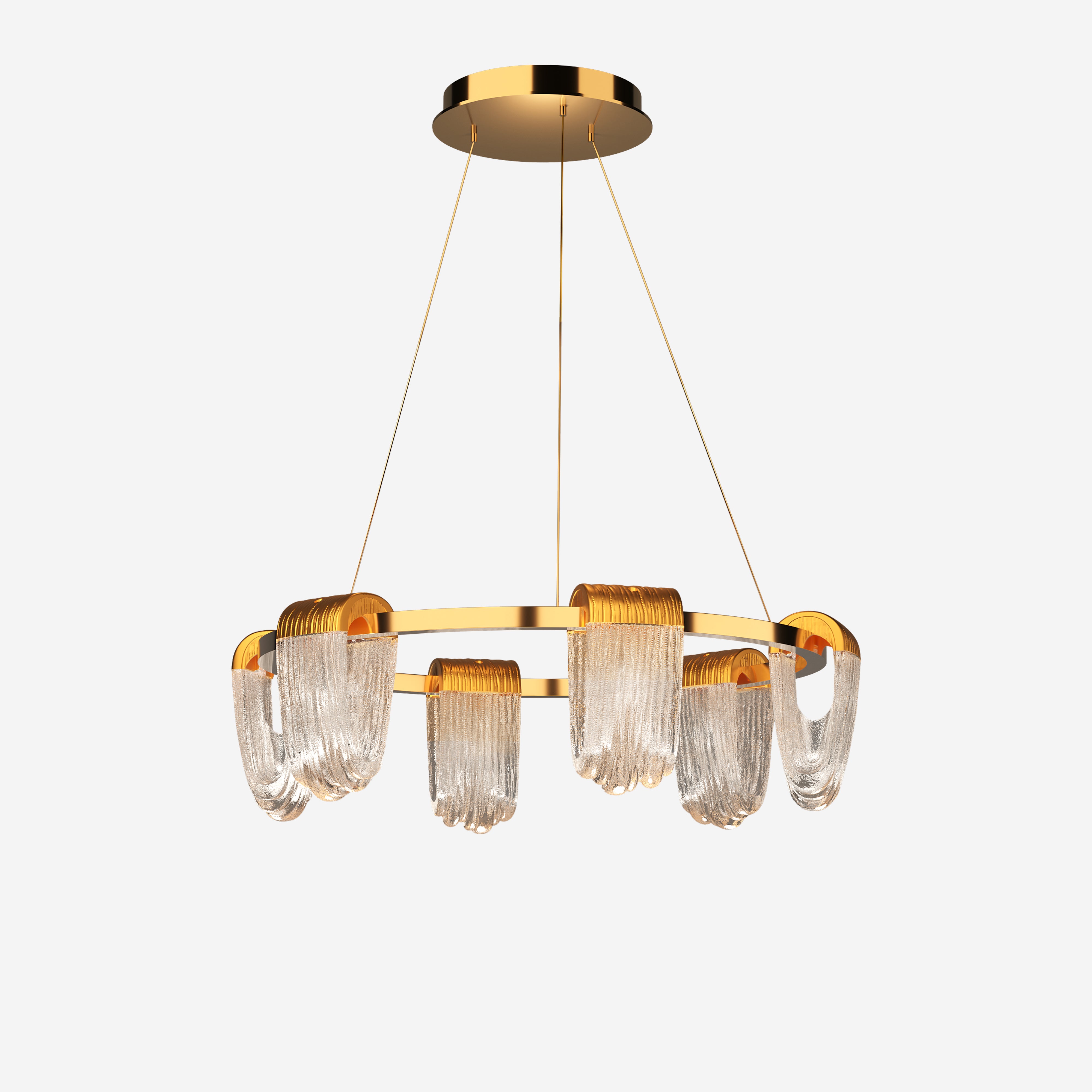 Modern Gold Acrylic LED Pendant Light with Cascading Curves