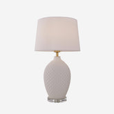 3D Pure White Diamond Embossed Relief Pattern Ceramic Table Lamp