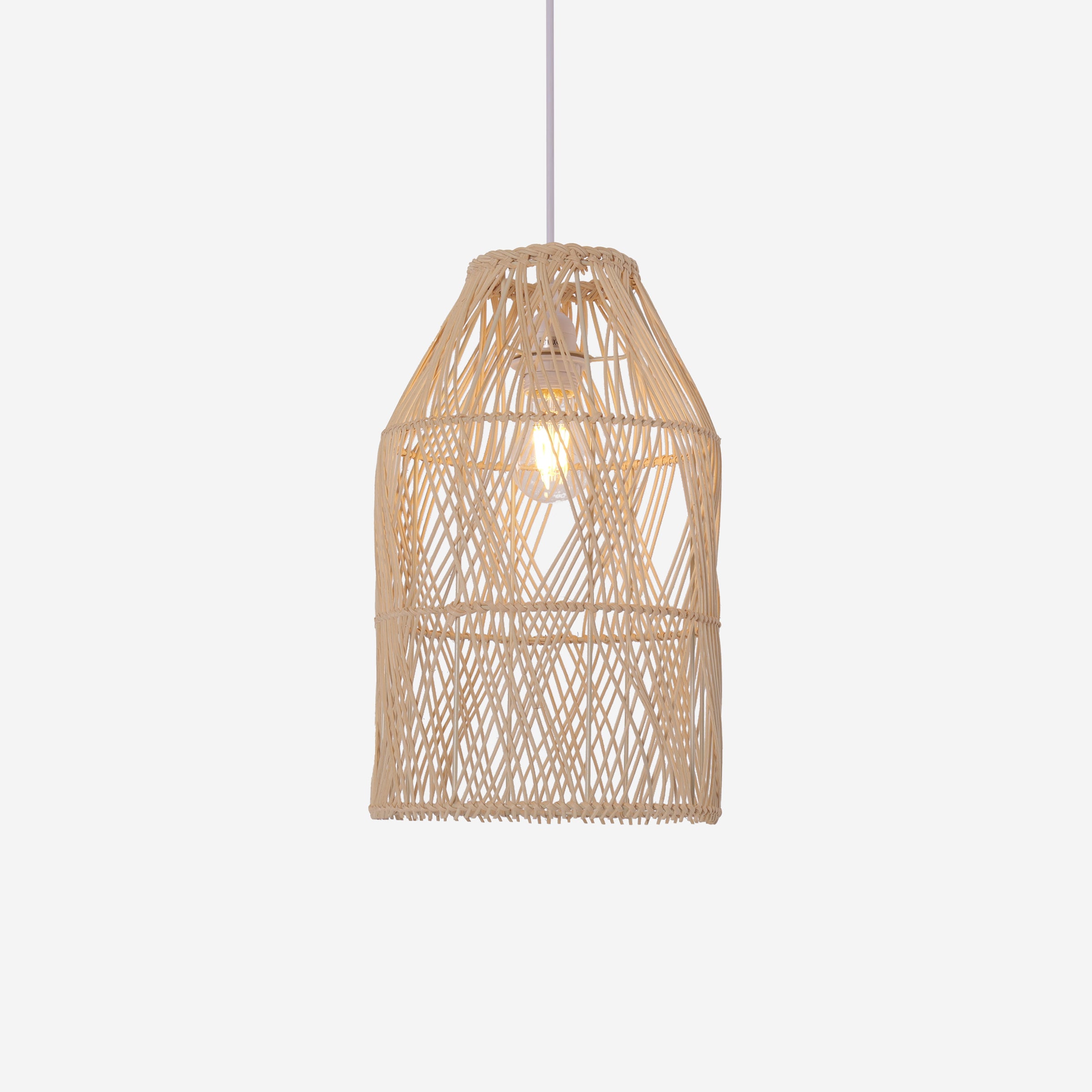 Criss-Cross Weave Rattan Pendant Light for Kitchen & Dining Room