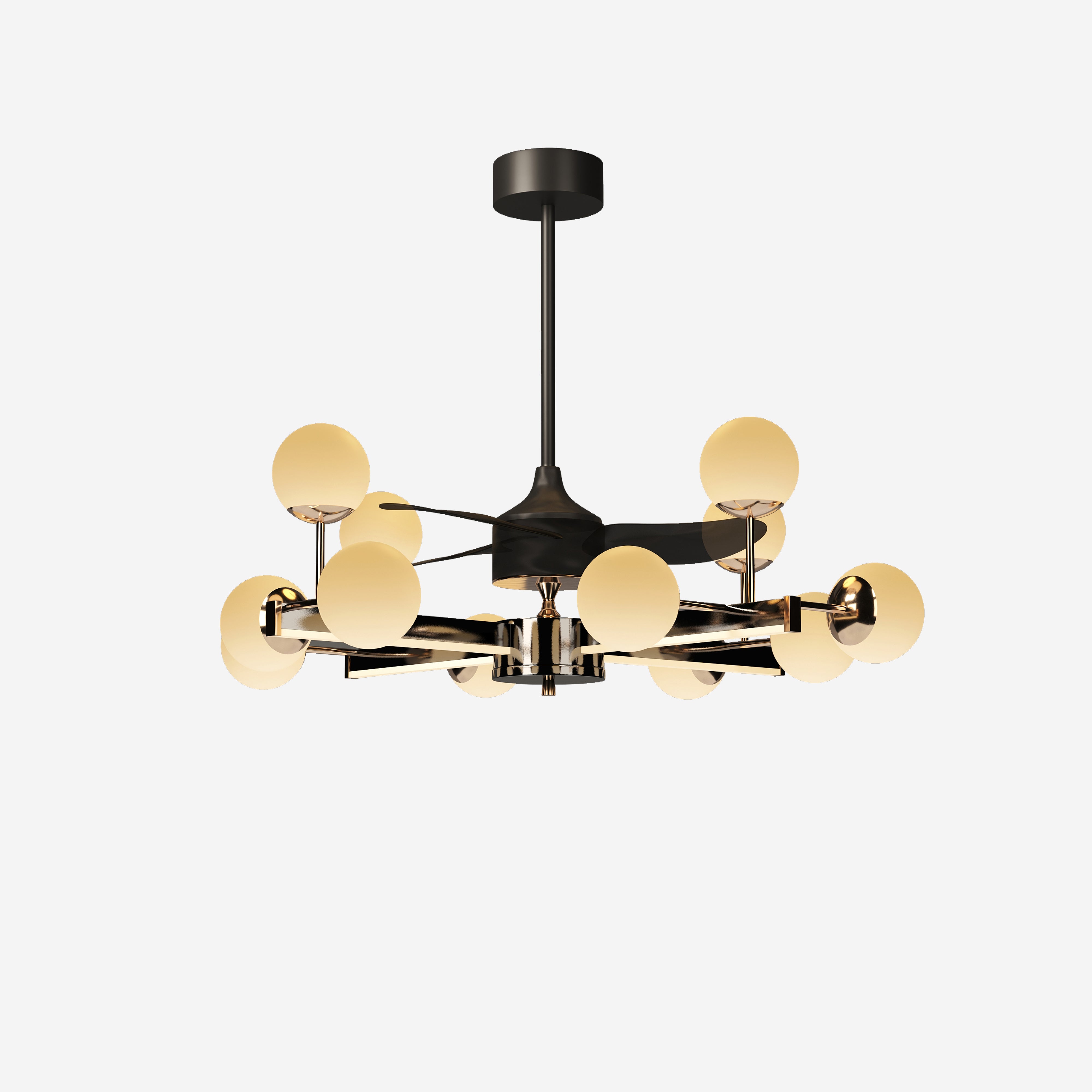 Modern Sphere 3-Blade Ceiling Fan Light with Black & Gold Finish