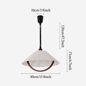 natural wood curved pendant light with shade and canopy details