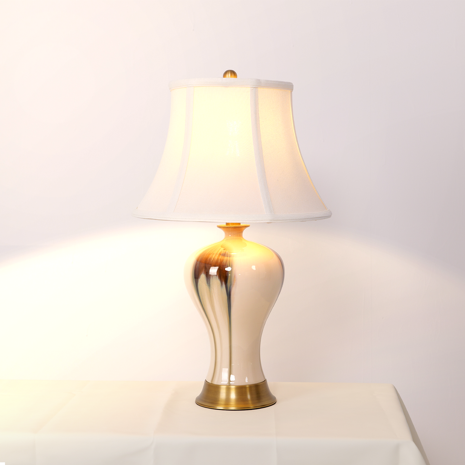 Black Gold Gradient Glazed Ceramic Table Lamp Vase Lamp