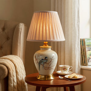Grey Chinoiserie Hand-Painted Ceramic Table Lamp table lamp in a home interior