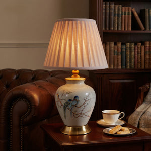 Grey Chinoiserie Hand-Painted Ceramic Table Lamp table lamp in a home interior