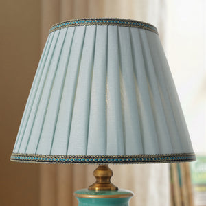 Close-up detail of Turquoise Chinoiserie Hand-Painted Ceramic Table Lamp table
