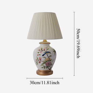 Size chart for White Chinoiserie Hand-Painted Ceramic Table Lamp table