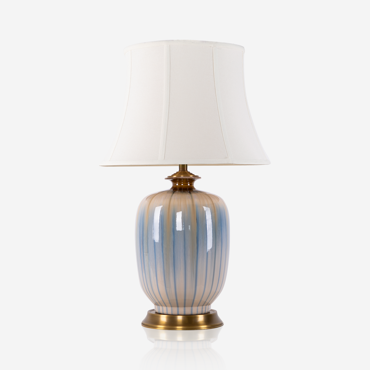 Artisan Blue Brushed Glaze Ceramic Table Lamp Decorative Lighting