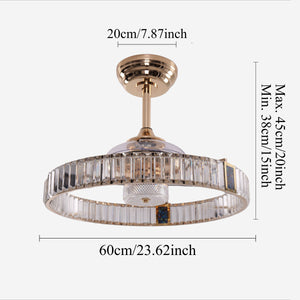 Gold crystal ceiling fan with LED light and remote control for modern UK homes