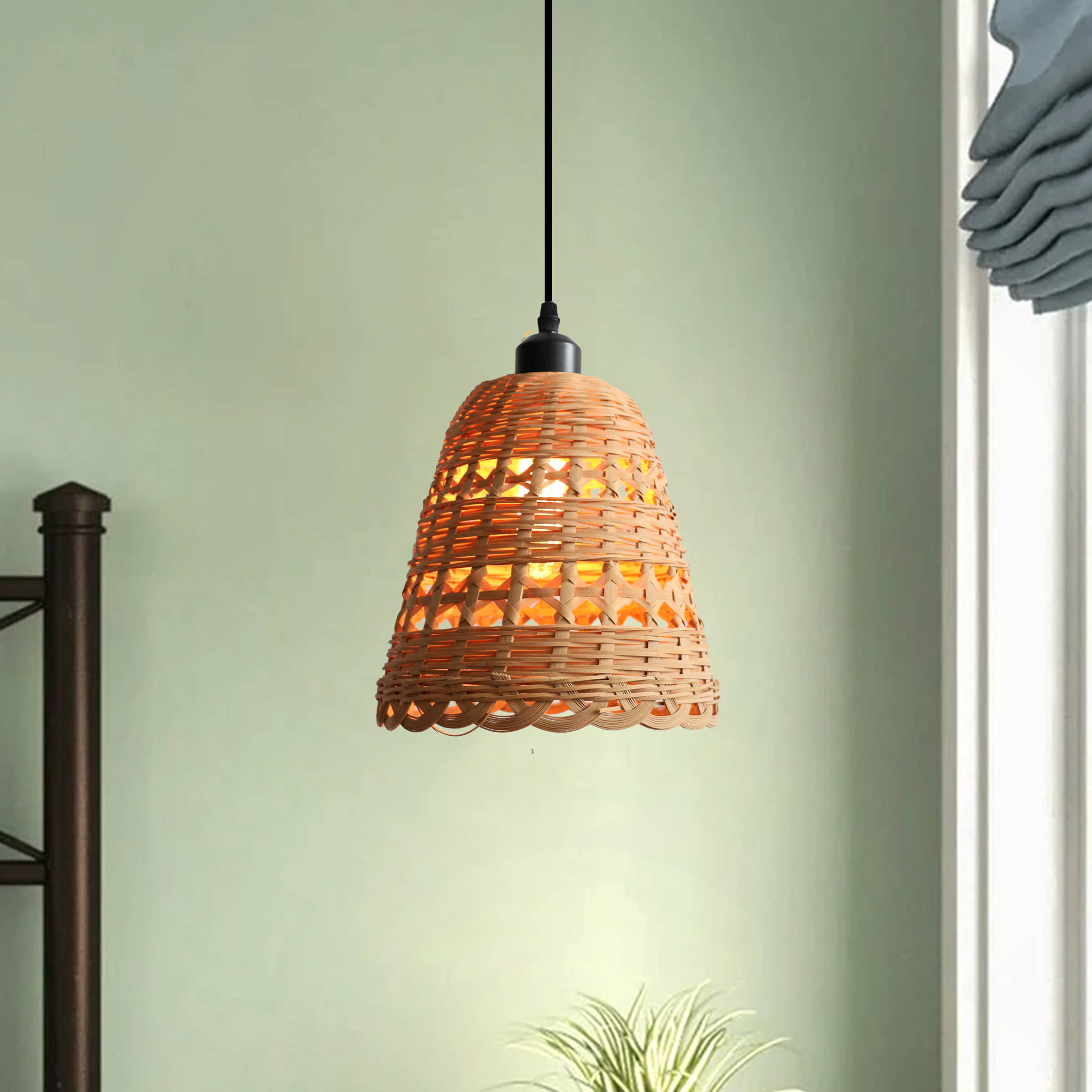 Natural Bamboo Pendant Light for Boho Home Decor