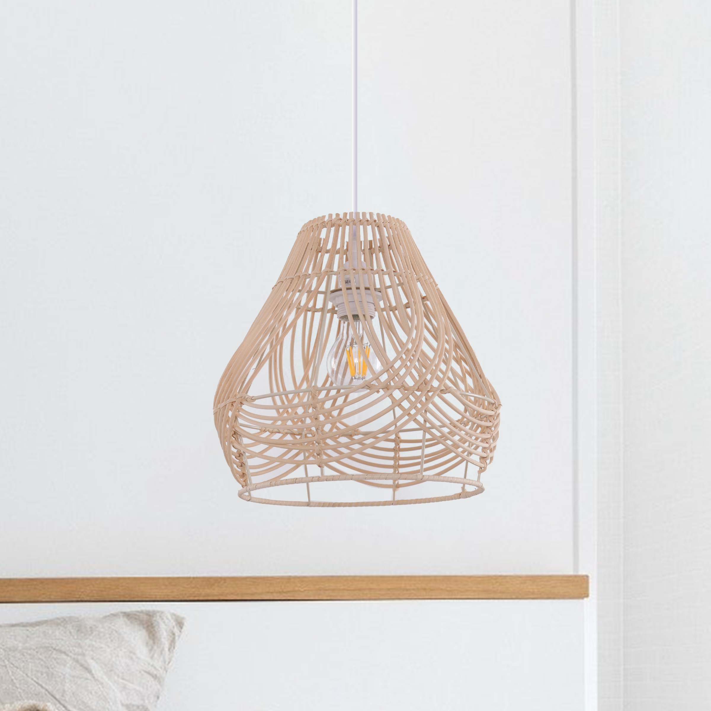 Minimalist Cross-Weave Rattan Pendant Light for Kitchen & Dining Room