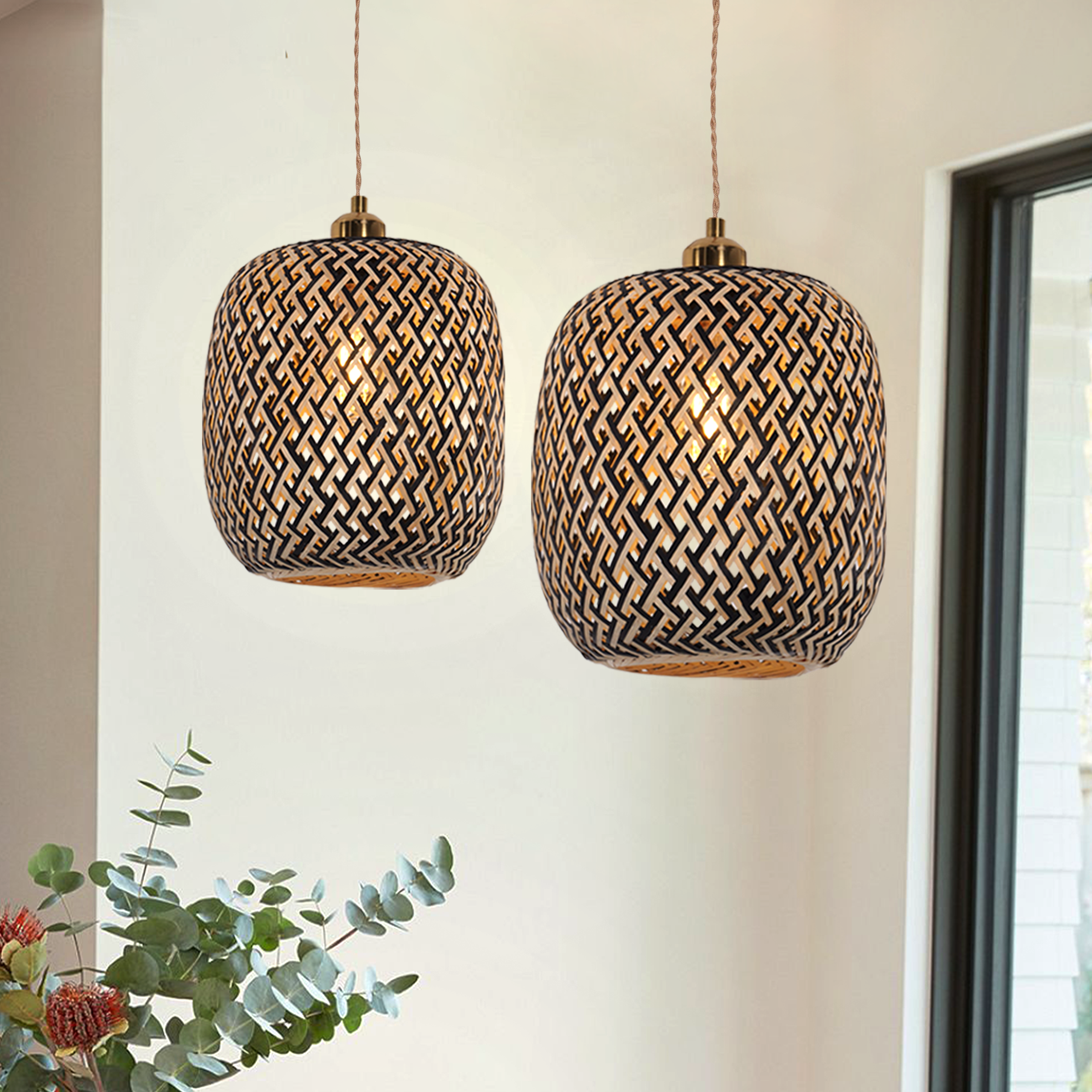 Rounded Bamboo Pendant Light for Modern Spaces
