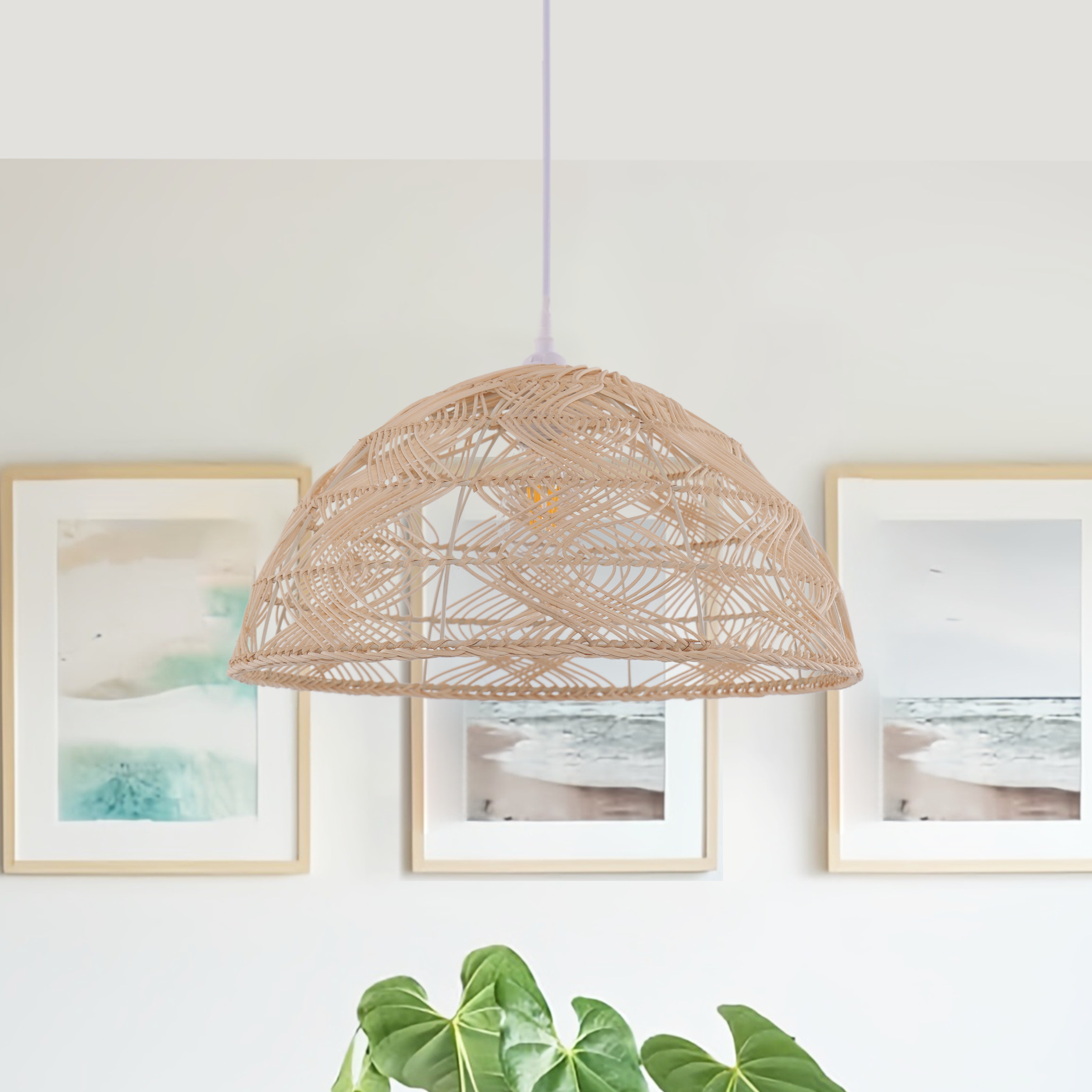 Handwoven Rattan Dome Pendant Light for a Warm & Cozy Glow