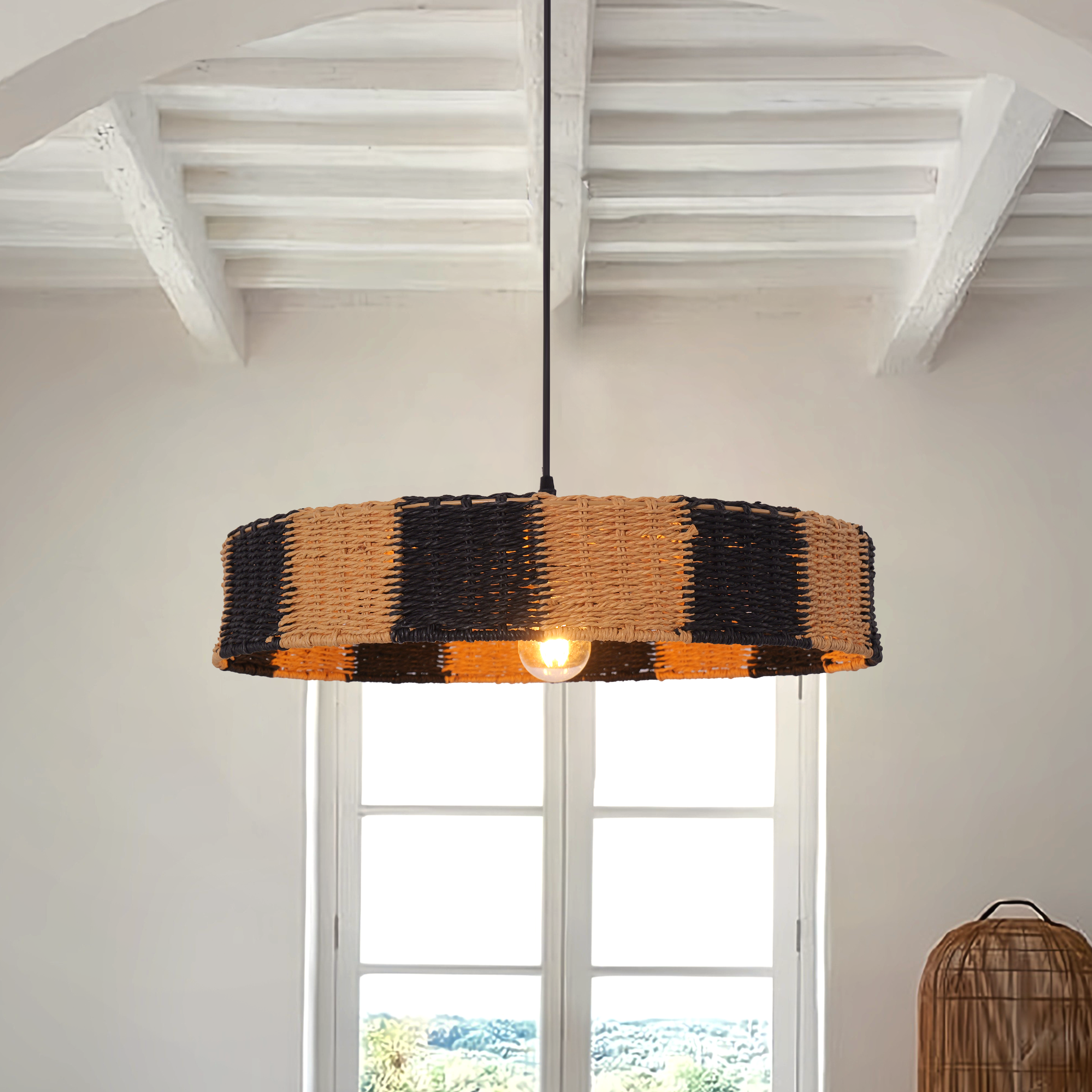Handwoven Paper Rope Pendant Light for a Warm Modern Glow