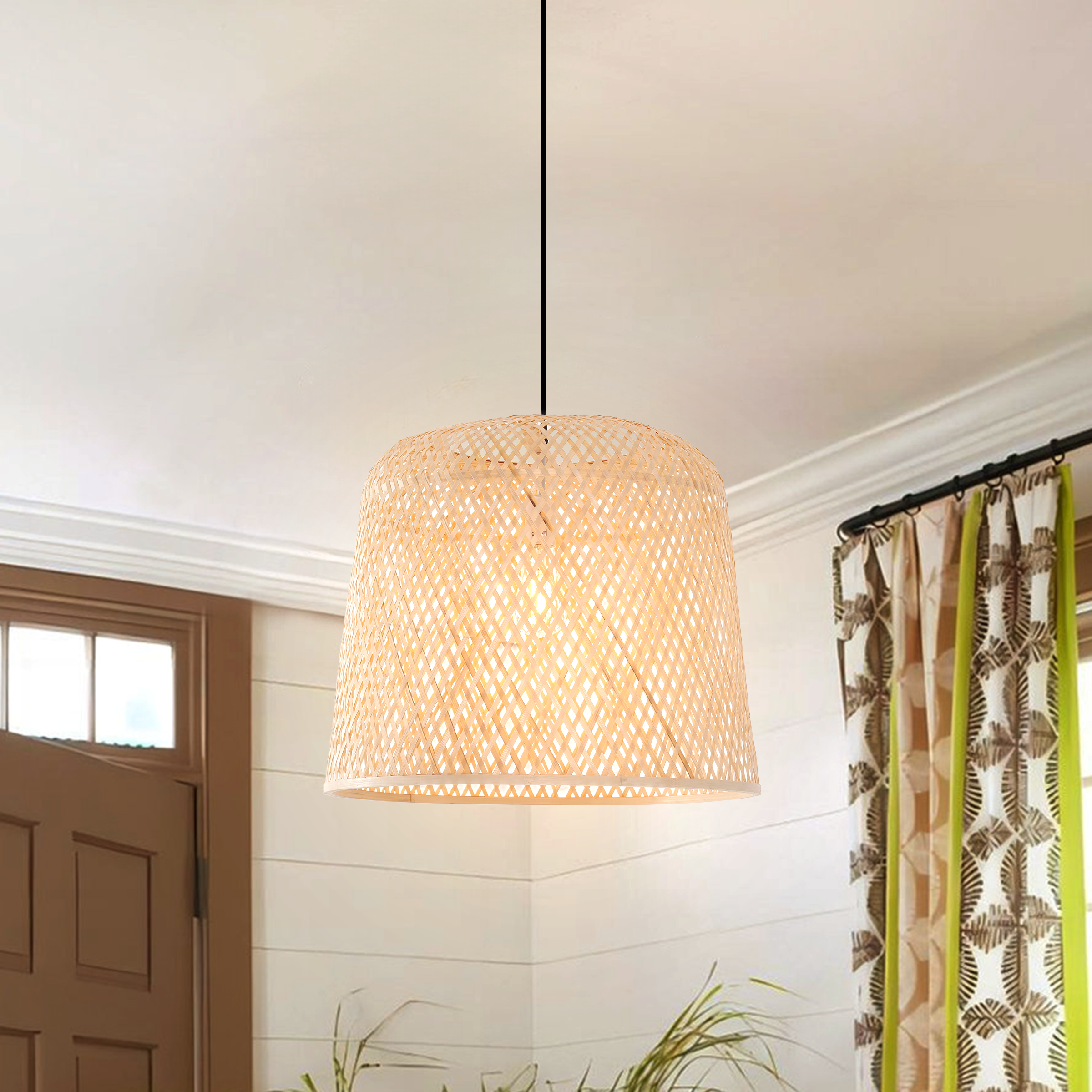 Modern Handwoven Rattan Pendant Ceiling Light for Living Room and Dining Room