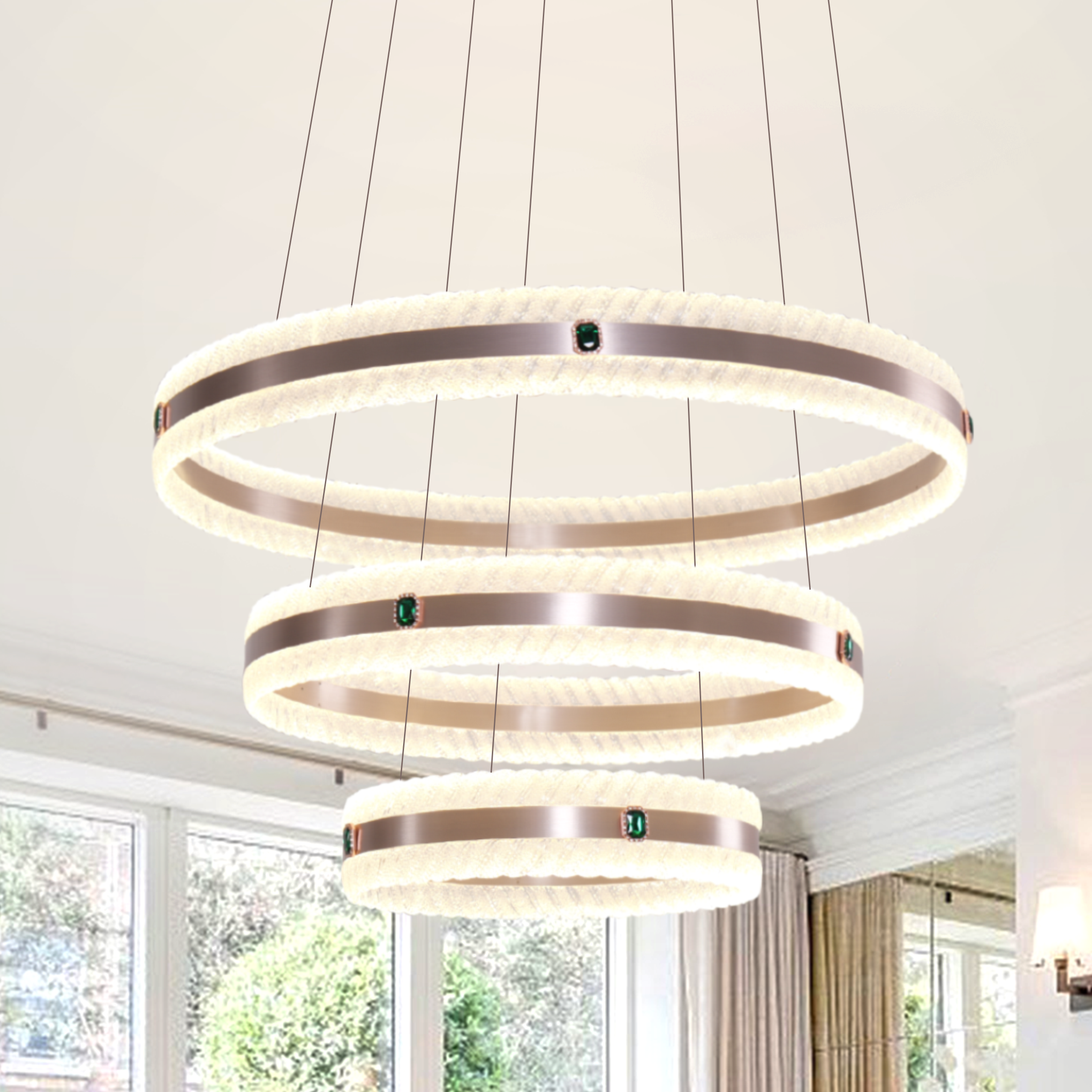 Elegant Gold Interwoven Ring Pendant Light
